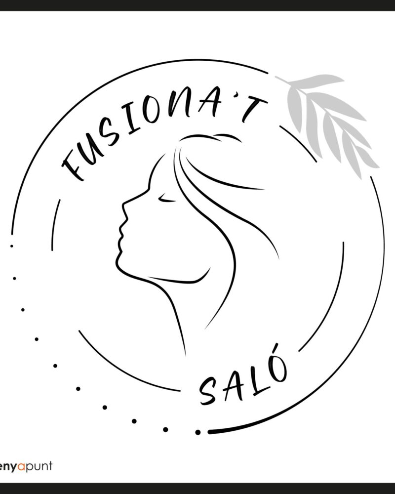 Logotip Fusiona't Saló amb un perfil de dona dibuixat a línia dins d'un cercle
