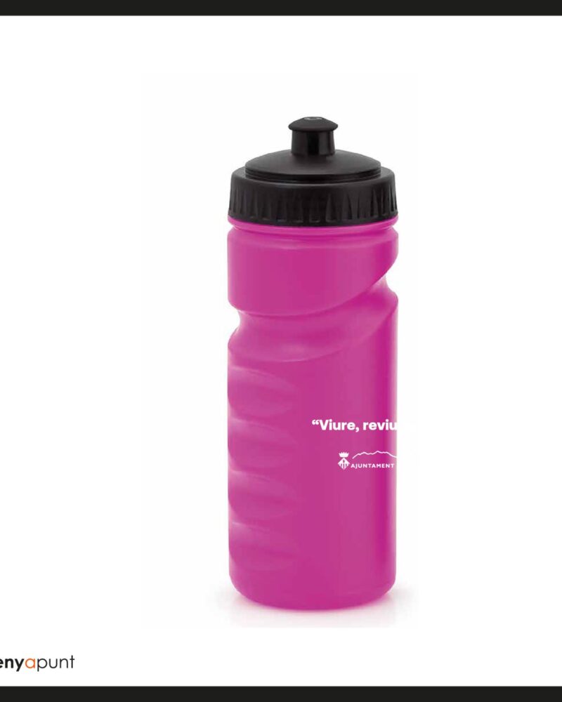 Ampolla esportiva rosa personalitzada amb el logotip d'un ajuntament