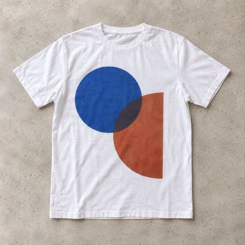 Samarreta blanca amb formes geomètriques estampades en serigrafia mat